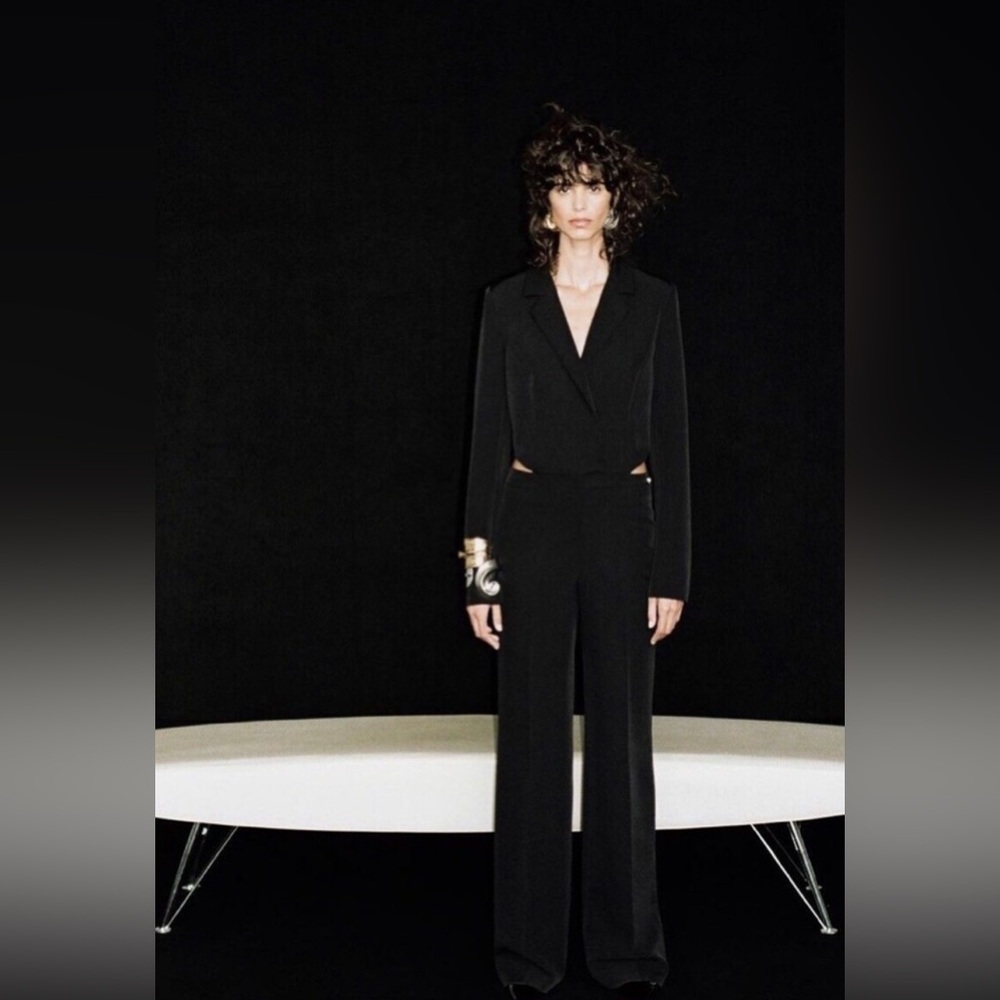 ZARA ~ BLACK CUT-OUT FULL LENGTH JUMPSUIT BLAZER - Picture 7 of 15